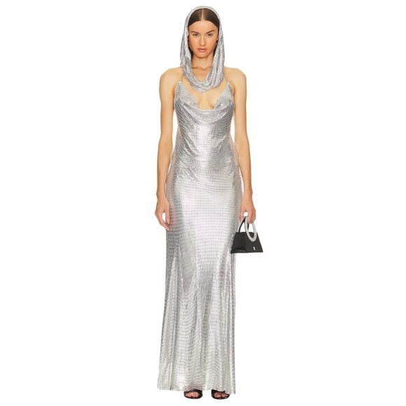 h:ours x Bridget Chainmail Halter Top in Silver Small New Womens Metal Tank - Picture 9 of 9